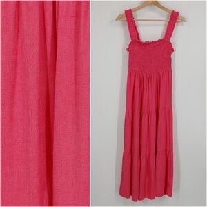Copper Key Smocked Tier Midi Dress